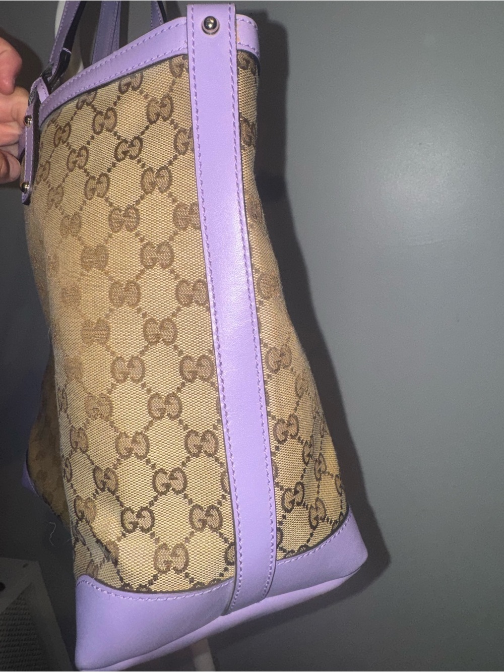 Gucci Beige GG Canvas Tote with Lavender Trim - Picture 16 of 16